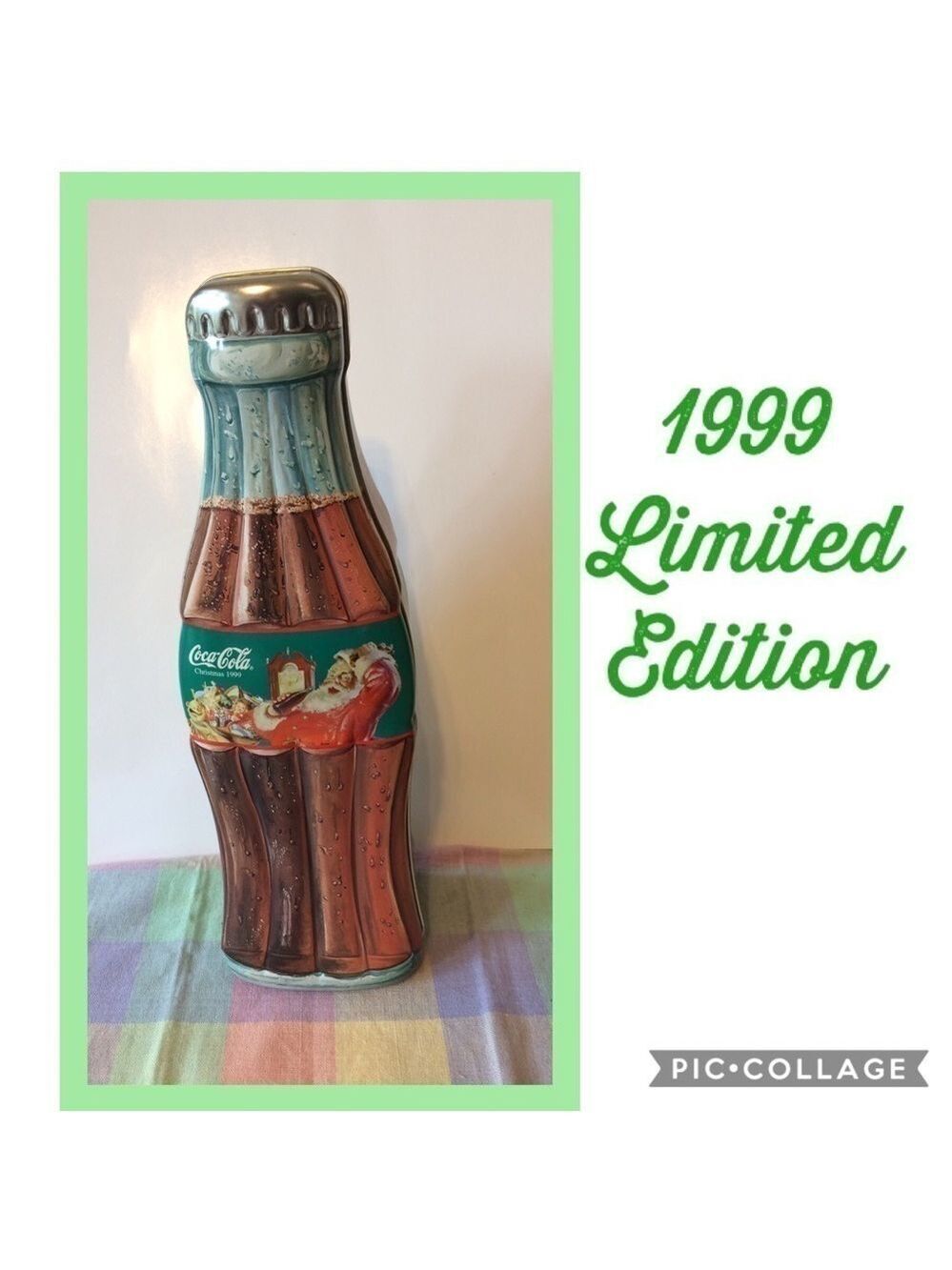 Coca Cola 1999 Santa Christmas Tin Coke Bottle Limited Edition Collectible